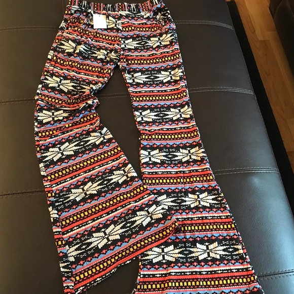 Boho Bell Leg Aztec Print Pants - Picture 1 of 4